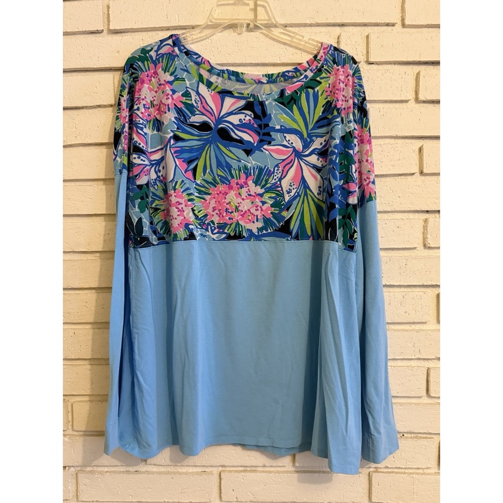 Lilly Pulitzer Finn Boatneck Shirt Onyx Me You and Giraffe Size XXL  Blue & Pink